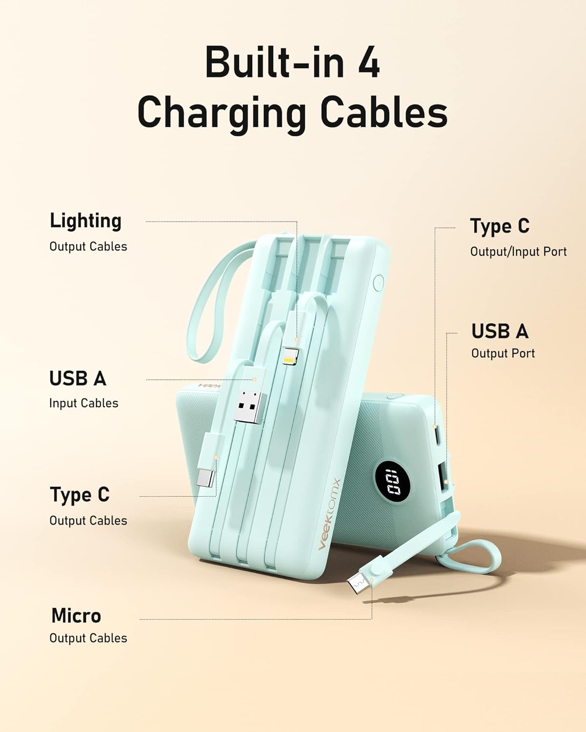 VEEKTOMX Built-in Cable Power Bank